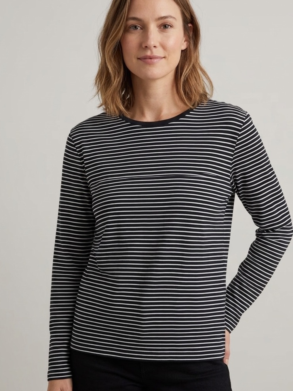 COS Sz M Striped Navy Nautical Cotton Long Sleeves Basic Shirt
